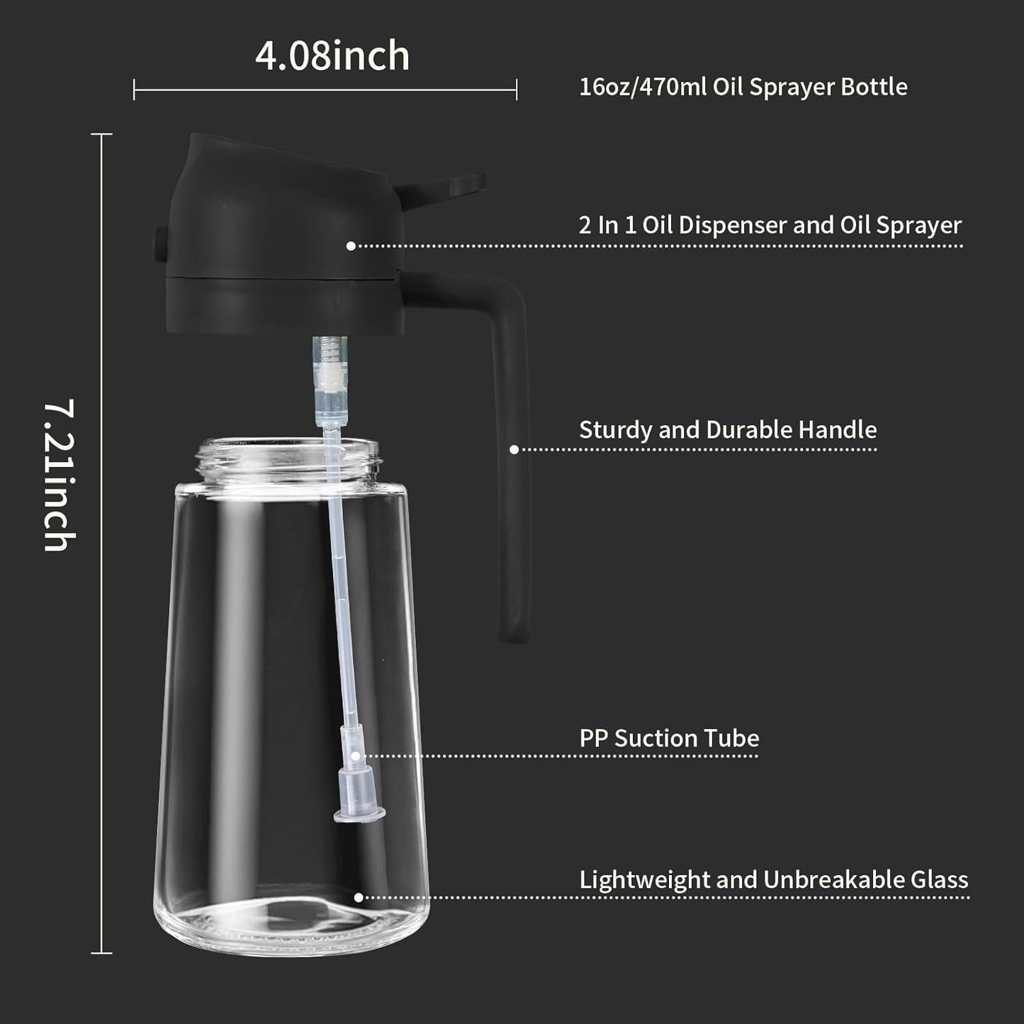 500ml 2 in 1 Glass Oil Sprayer and Dispenser