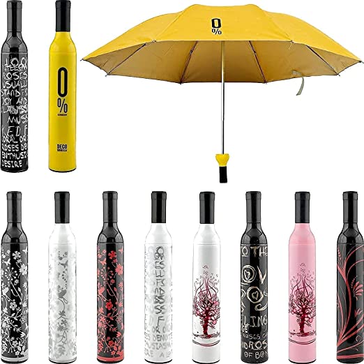 Folding Umbrella With Wine Bottle