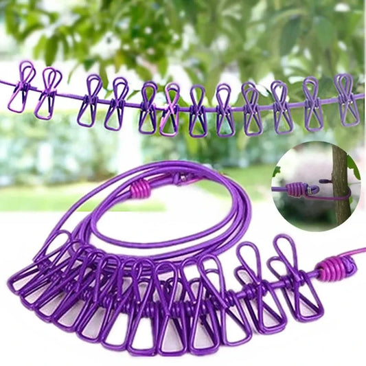 BaBiva Stainless Steel 1.8 Meter Portable 12 Clip Drying Racks Rope Hooks | 🔥Buy 1 Get 2 Sets 🔥