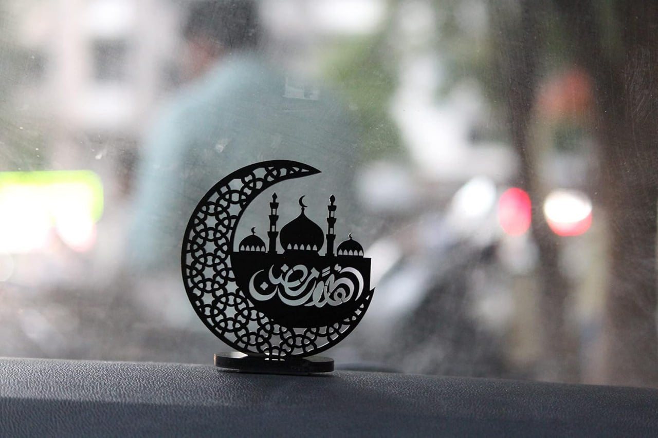 07 Acrylic  Eid Mubarak 3 Car Hanging Accessories Mandhir/Car Dashboard