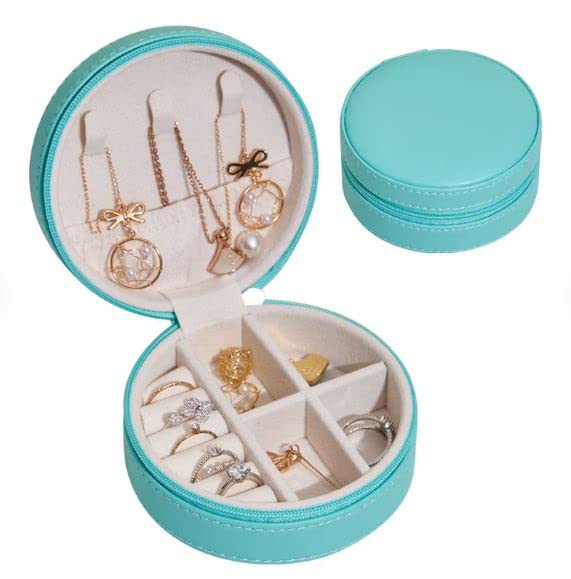 Round Leather jewelry box set Zipper