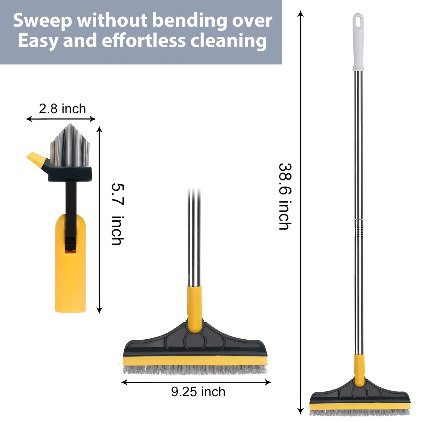 Cleaner Brush with Scraper,38.6 Inches Cleaning Brush
