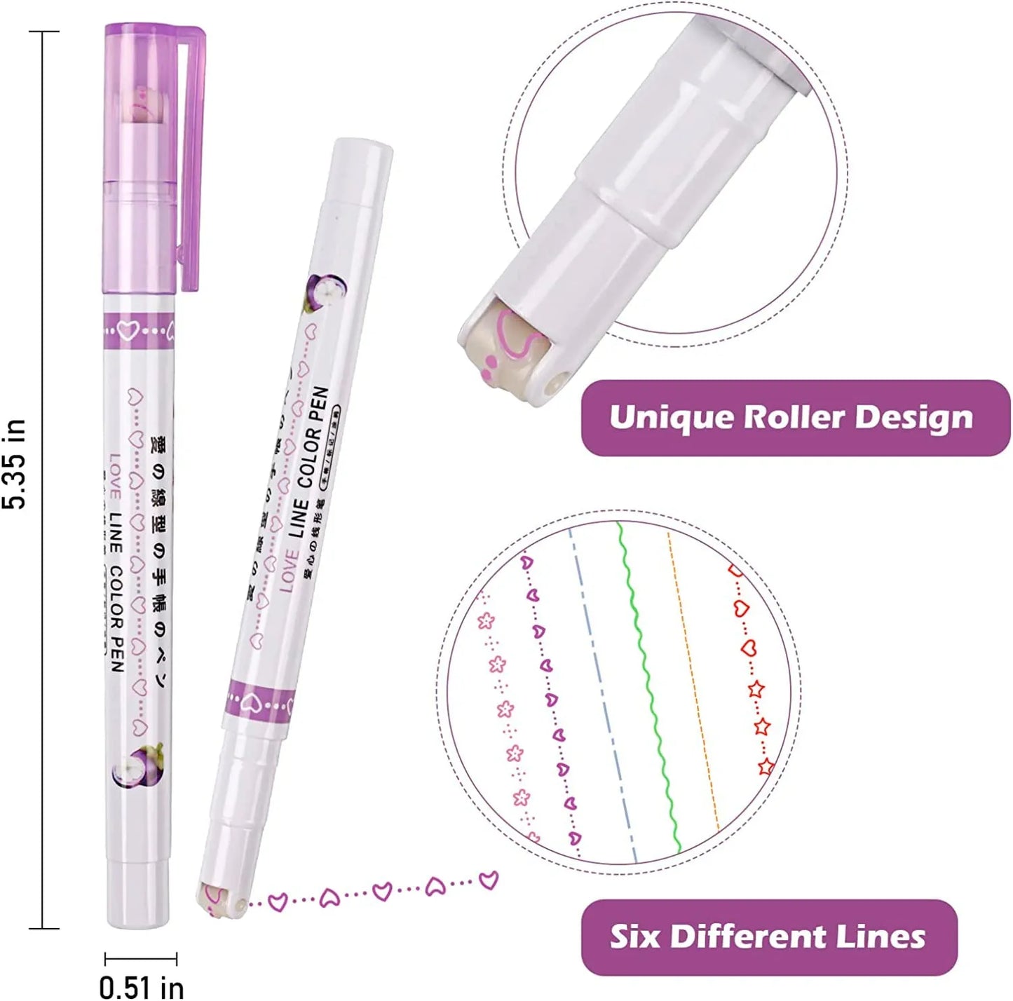 BaBiva Curve Highlighter Pen Set, 6Pcs
