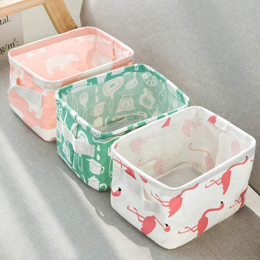 Collapsible Small Canvas Fabric Storage Basket