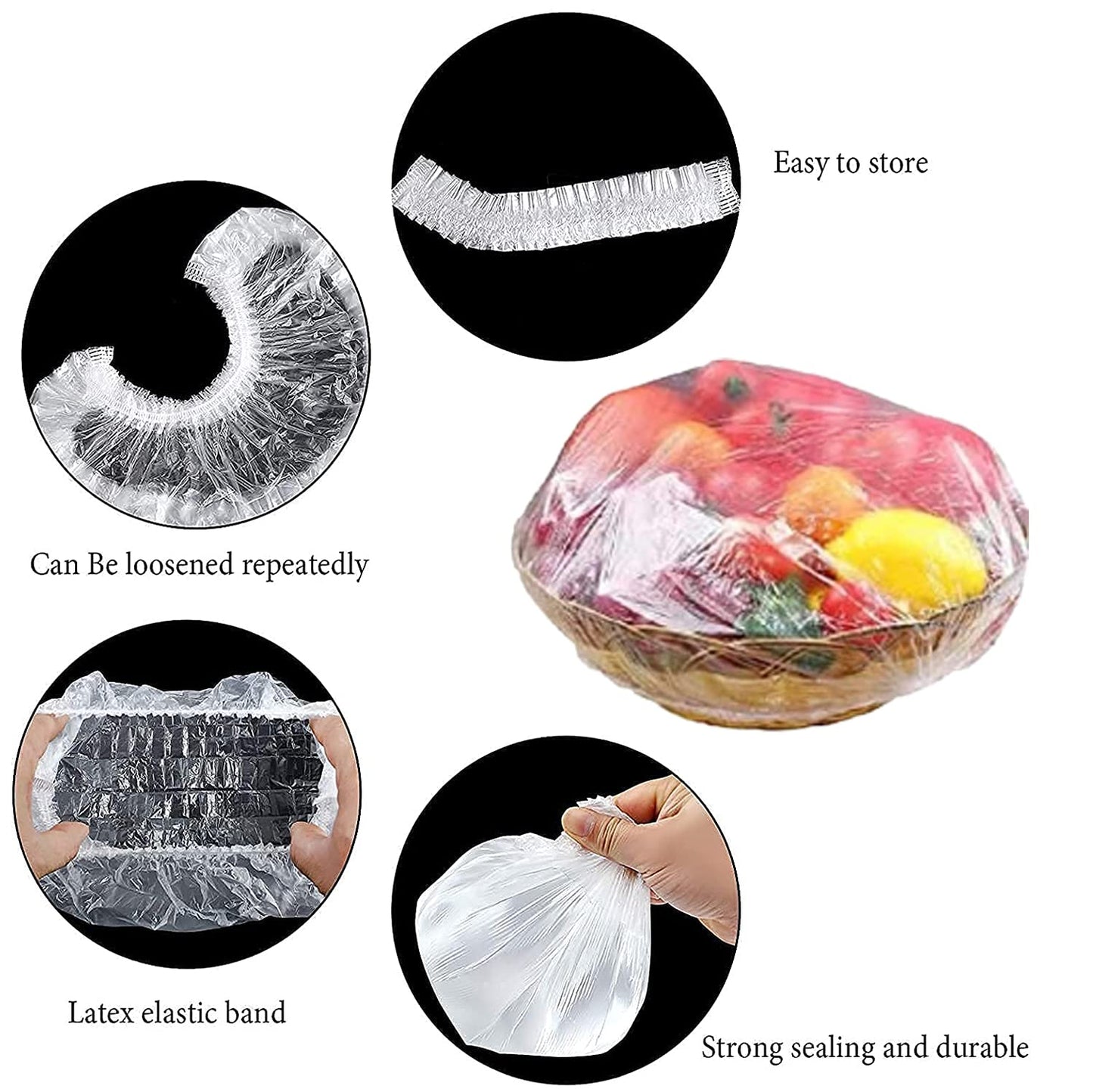 BaBiva™️ Reusable Elastic Food Storage Plastic Covers (Pack of 100)