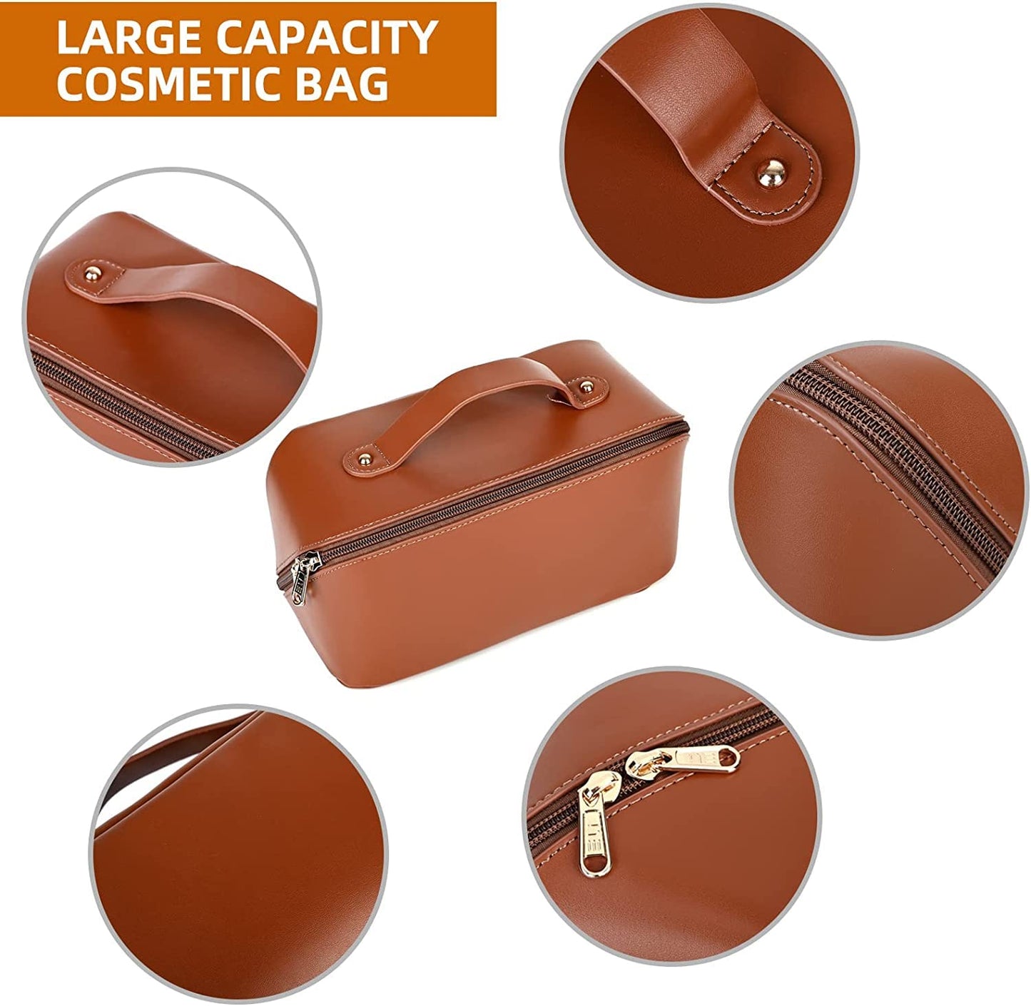 Large Capacity Cosmetic Travel Bag (Brown)